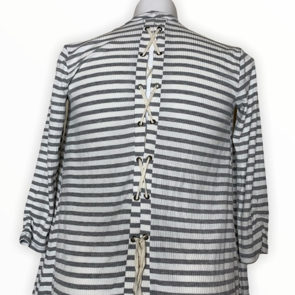 Striped Cardigan with Laced Up Back - Picture 3 of 3